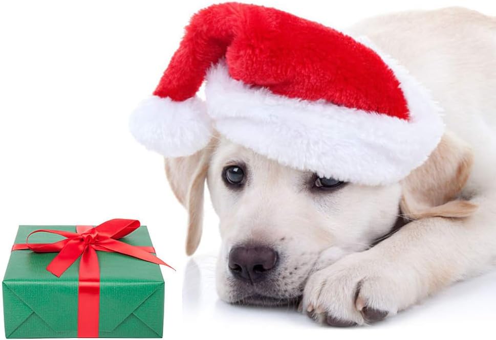 Beiabang Dog Cat Costumes Santa Hat Pet Christmas Photo Props for Puppy Kitten Small Cats Dogs