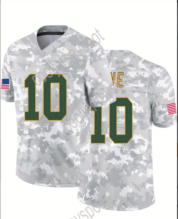 # 10 Love #12 Aaron Rogers Camo Salute to Service Football Jersey Custom Any Name Number S-XXXL Mens Womens Youth