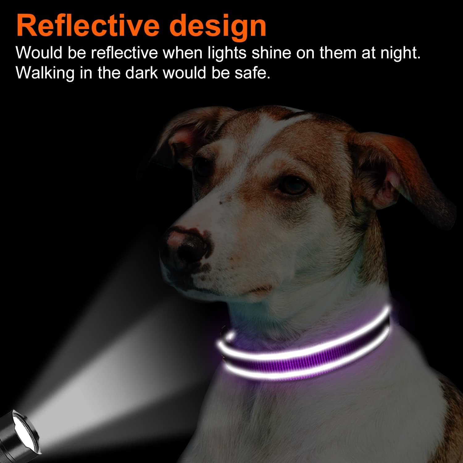 Joytale Reflective Dog Collar,Soft Neoprene Padded Breathable Nylon Pet Collar Adjustable for Dogs,Navy Blue,M