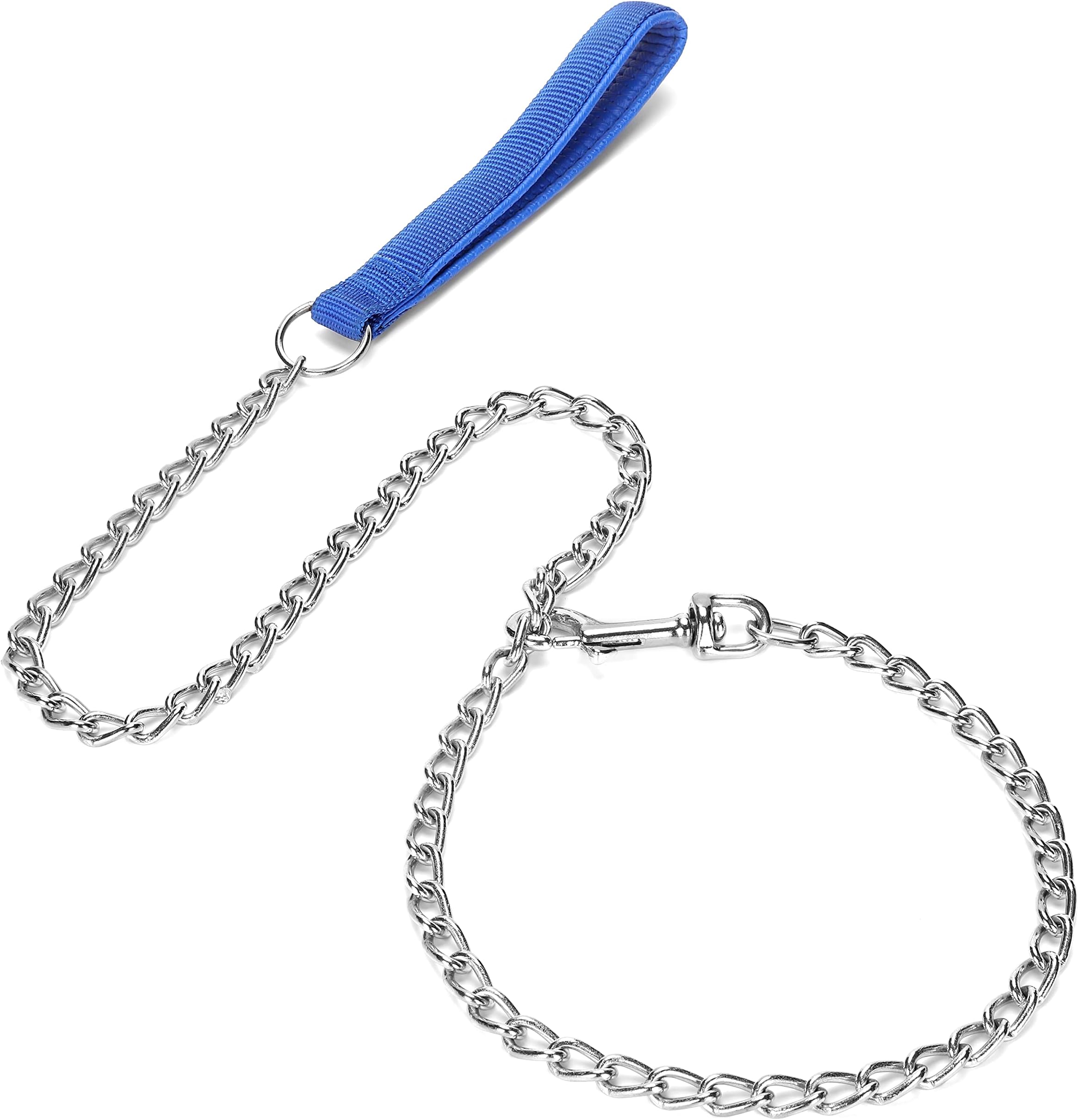 SGODA Metal Chain Heavy Duty Leash, Chew Proof Dog Leash with Soft Handle for Large & Medium Size Pets Walking