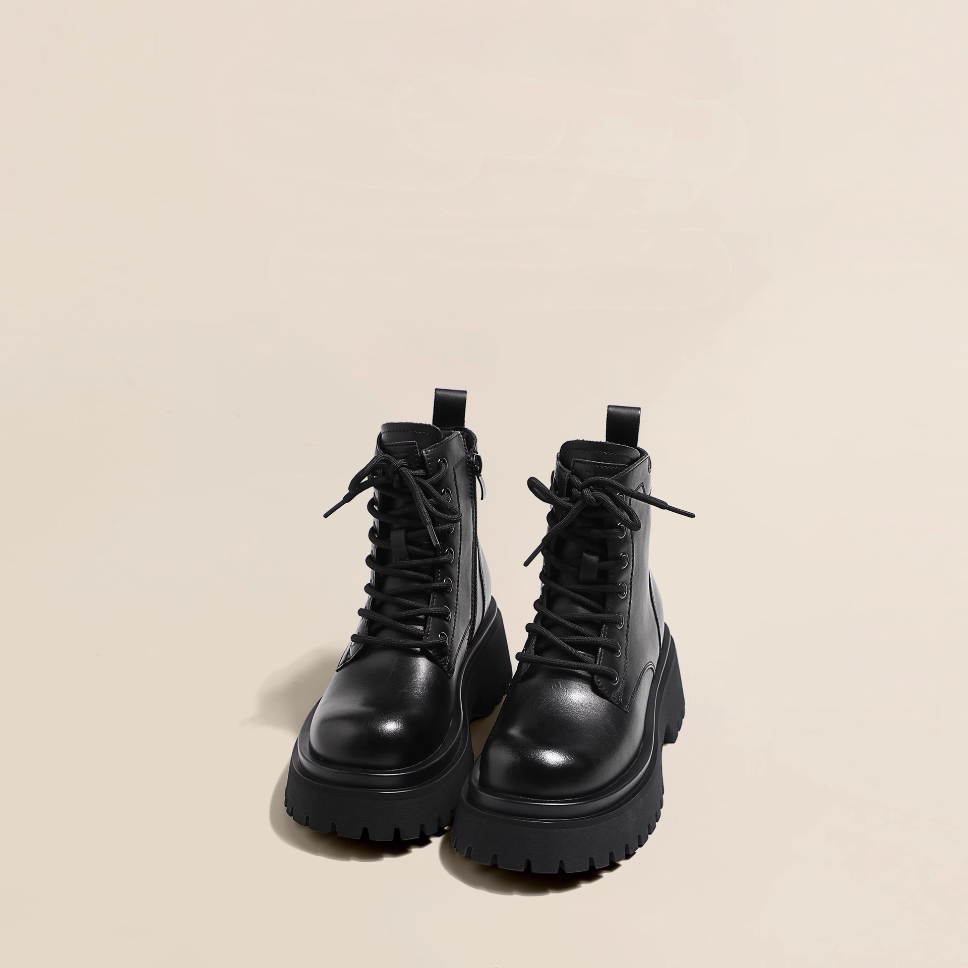 Genuine BeauToday Leather Ankle Boots Women Metal Eyelets Side Zip Round Toe Motorcycle Booties New Lady Shoes Plus Size 03686 8d0c