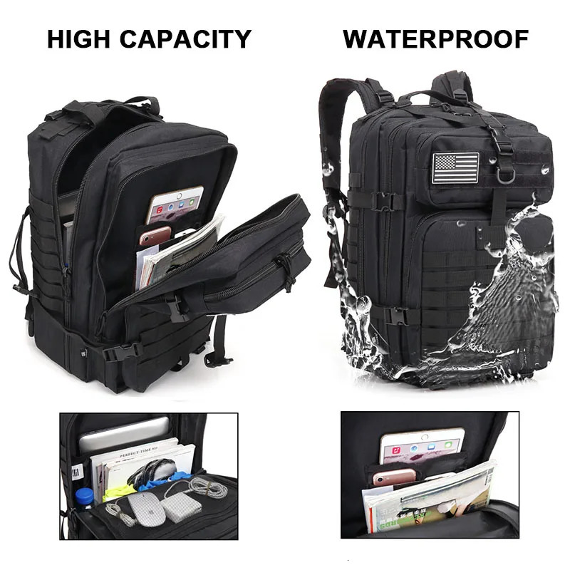 30L/50L Tactical Backpack Men 900D Nylon Hiking Bag Waterproof Rucksacks Army Outdoor Camping Trekking Hunting Bag 241127