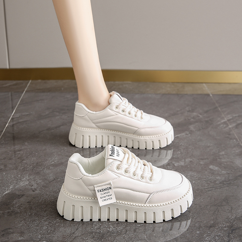 Female New Spring White Little Student Korean Edition Instagram Trendy Versatile Thick Sole Board Casual Shoes Lhshoe