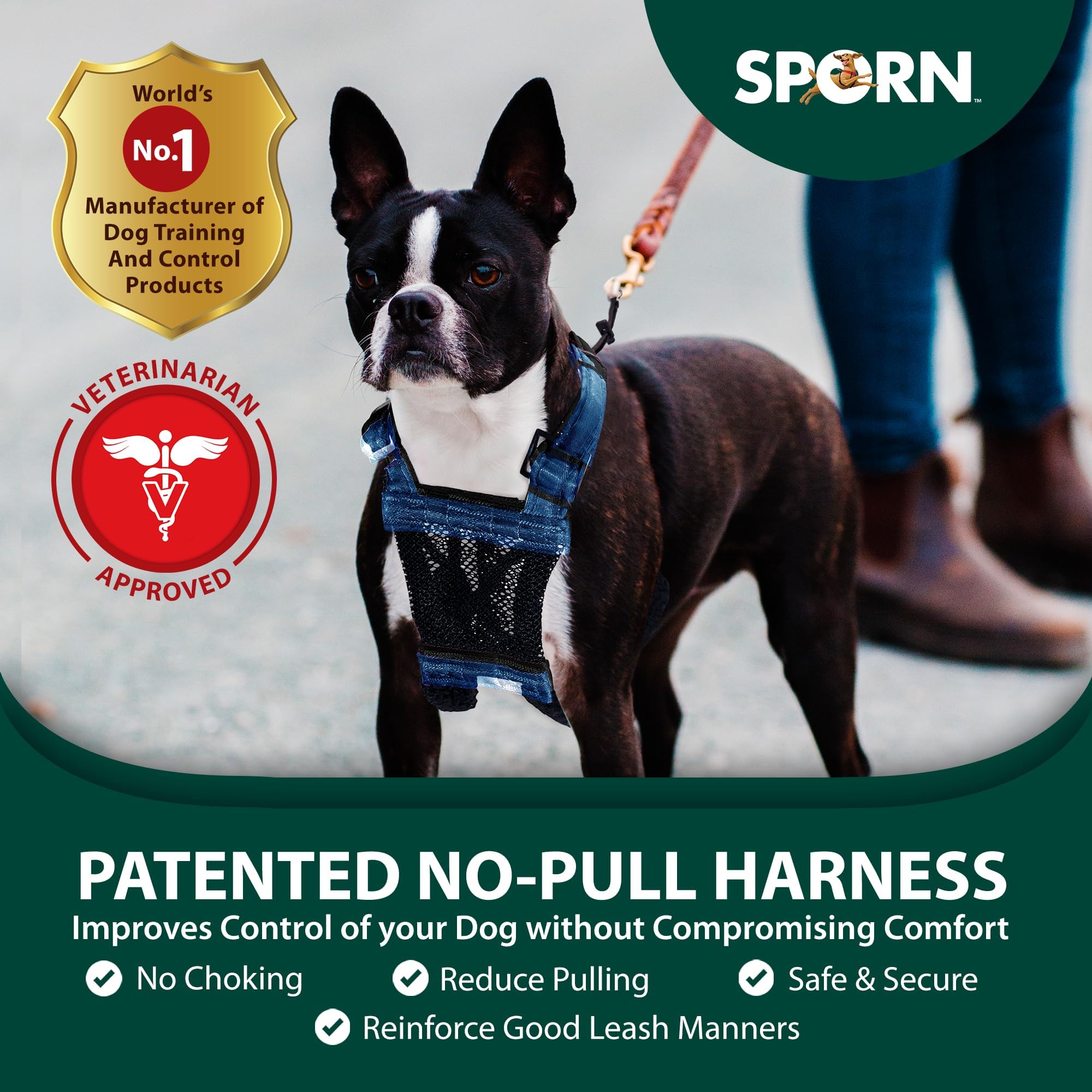 Sporn Mesh Durable Nylon Anti Breathable & Easy Body Harness, Dog No Pull Harness for Dogs Provides to Large Breeds