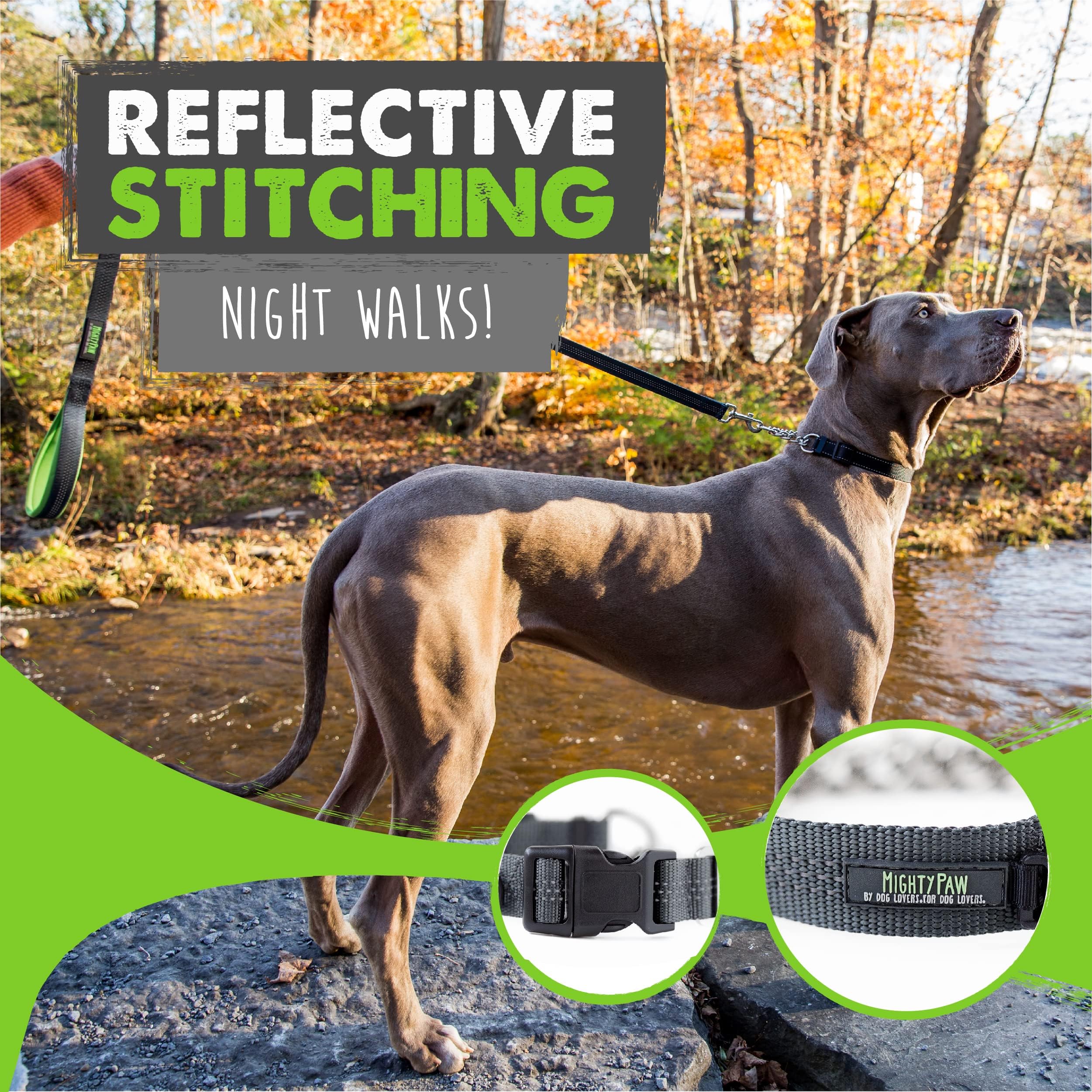 Mighty Paw Martingale Dog 2.0 | Trainer Approved Limited Slip with Stainless Steel Chain Heavy Duty Buckle Modified Cinch Collar for Gentle & Effectiv