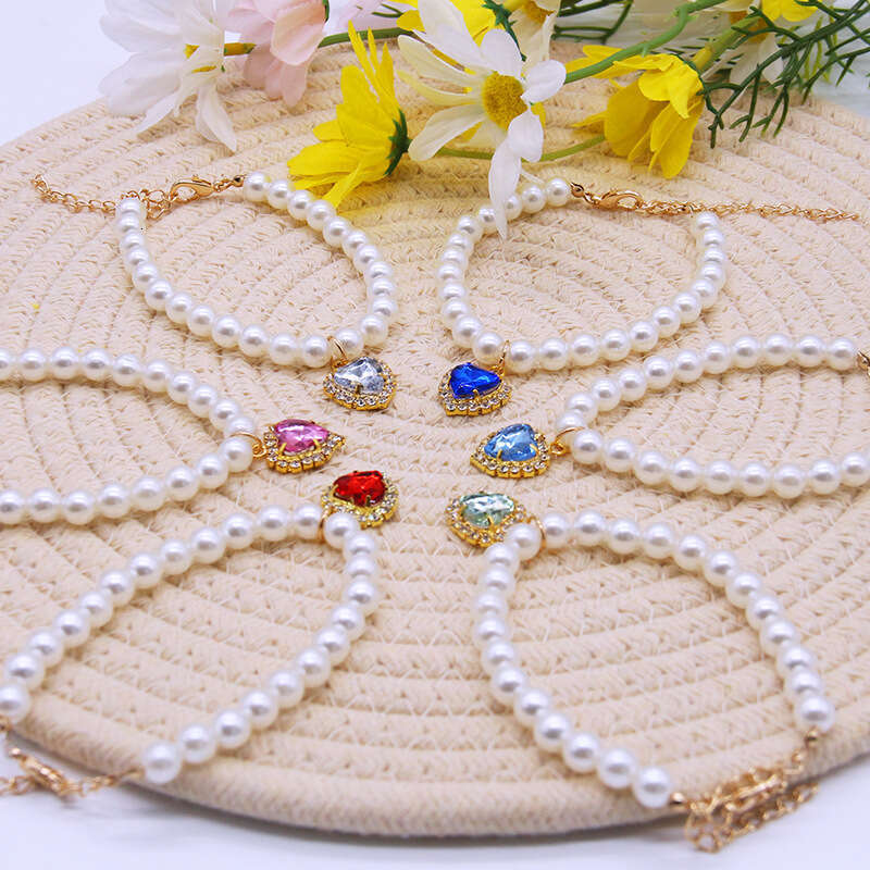 New Collar Decoration Cute Exquisite Neck Kitten Adjustable Summer Cat Necklace High Simulation Pearls Pet Supplies