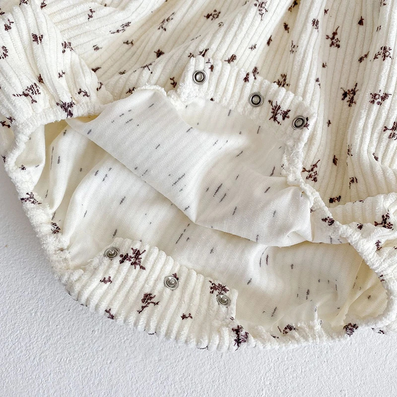0-24M Toddler Baby Girl Romper Corduroy Long Sleeve Printing born Baby Girl Jumpsuit Autumn Spring Baby Girl Clothing 240507bj