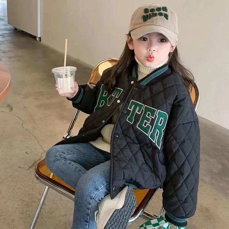 Spring/Autumn Childrens Jacket Baseball Set Bomber Little Cotton Childrens Jacket Girls Jacket Snowwear 241126