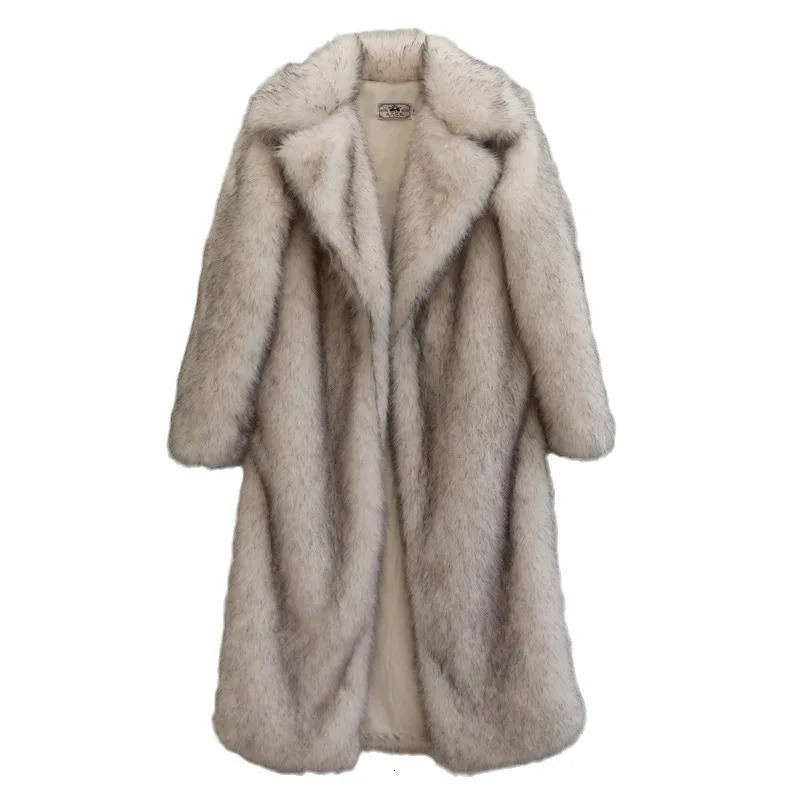 PFHQ Mens Mink Fur Coat Winter Warm Fashion Solid Color Long Sleeve Male Tops Korea fashion 21Z7156 241112