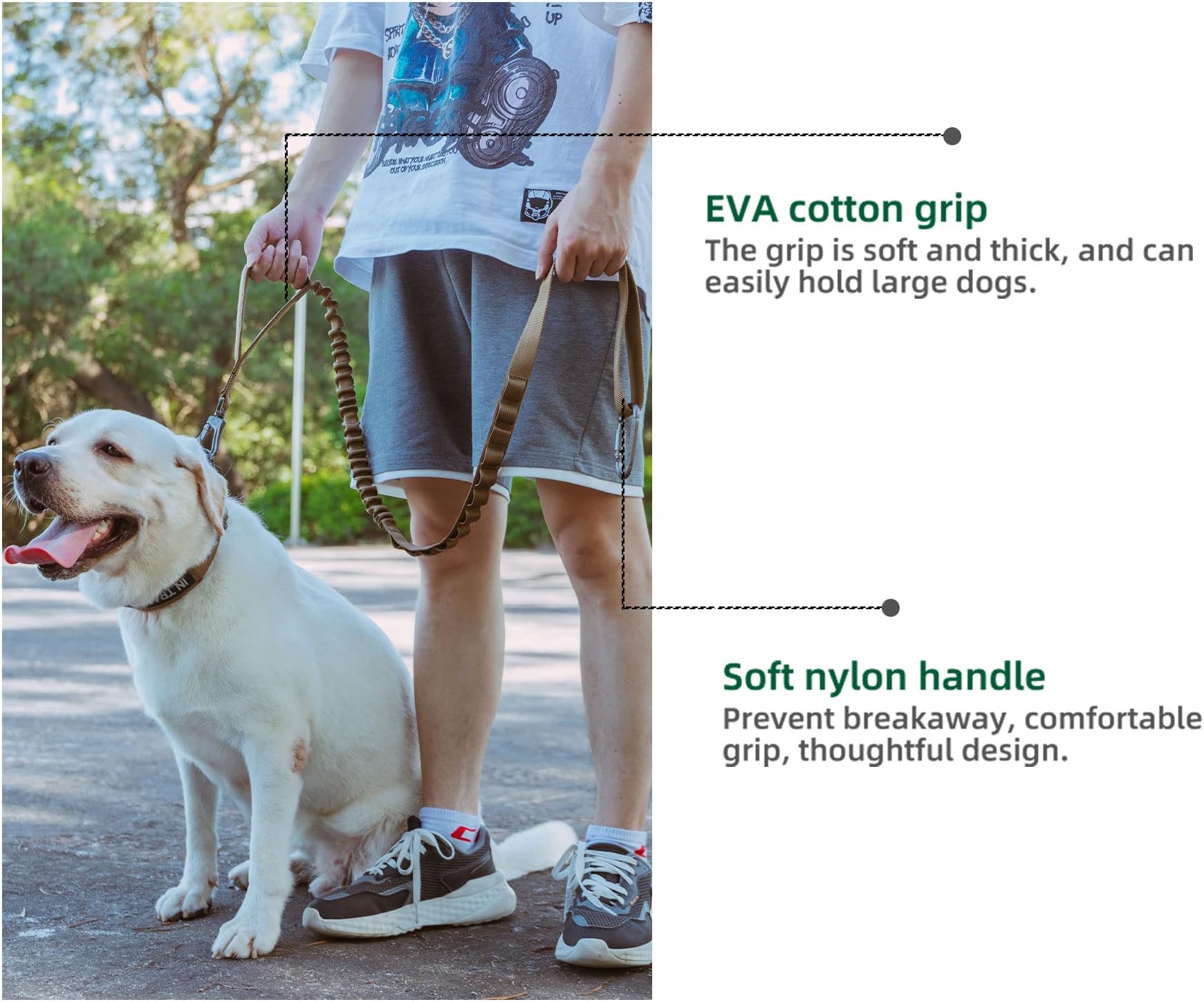 EXCELLENT ELITE SPANKER Tactical Bungee Military Adjustable Dog Leash Quick Release Elastic Leads Rope with 2 Control Handle