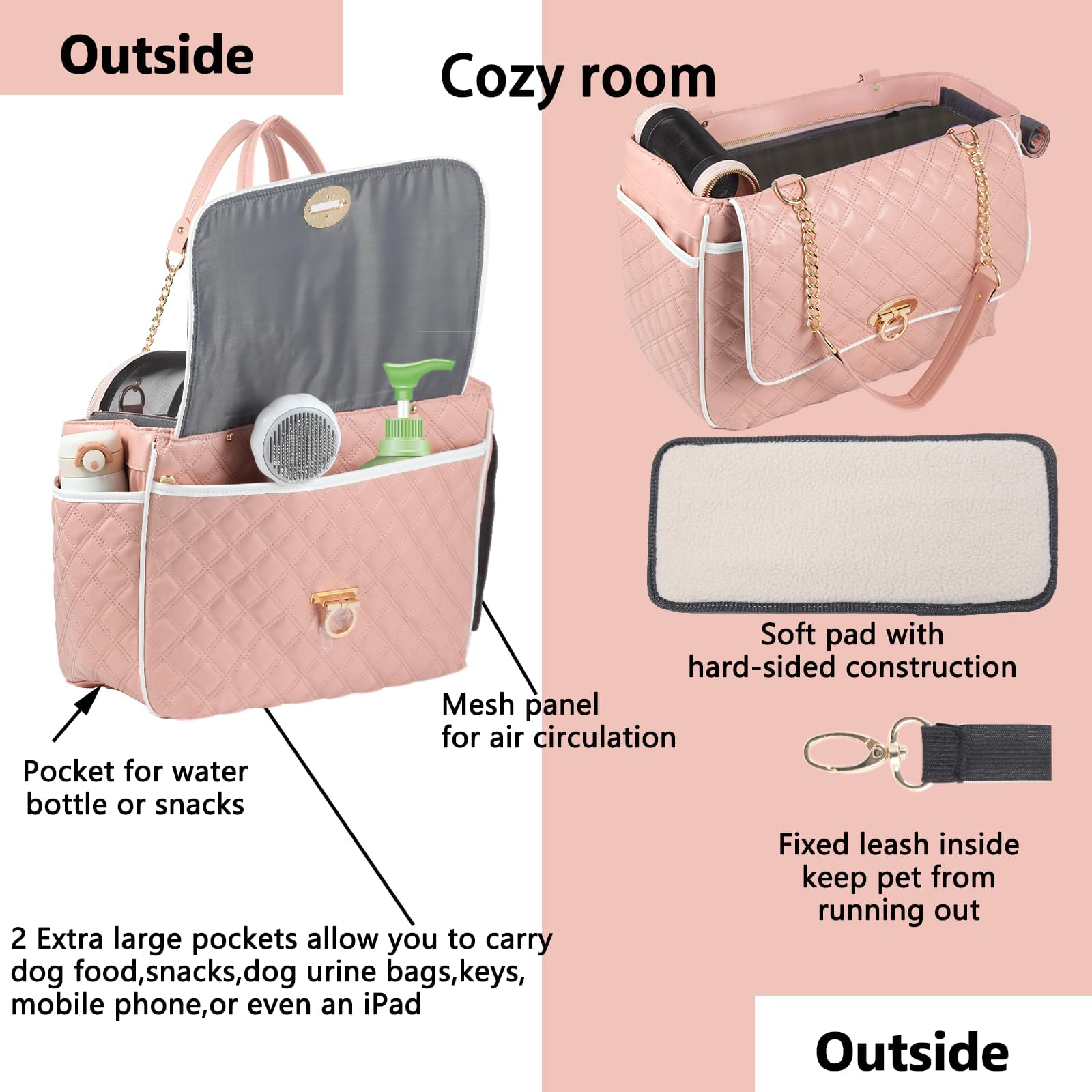 Betop House Puppy Dog Cat Purse Carrier for Small Dogs TSA Airline Approved Fashion Designer Soft-Sided Pet Tote Bag