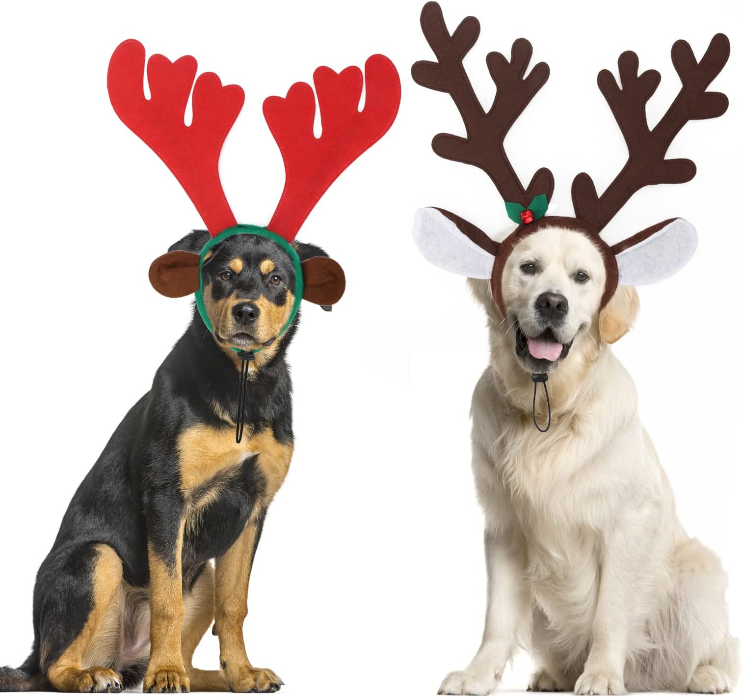 BWOGUE Dog Elk Reindeer Antlers Headbands Set Pet Christmas Costume Accessories Headwear for Medium Large Dogs