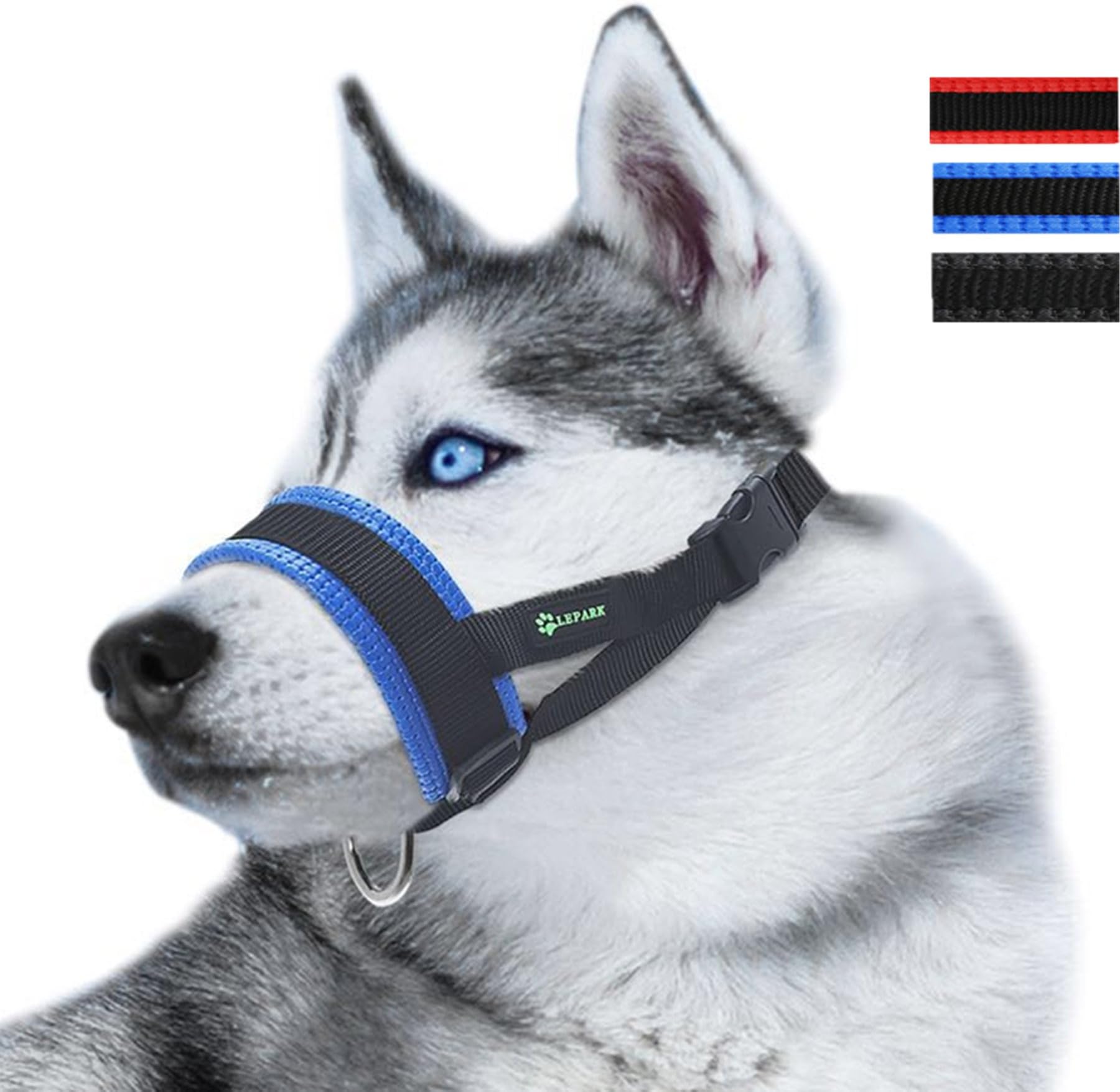 Lepark Nylon Dog zzle for Small,Medium, Dogs Prevent from Biting,Barking and Chewing,Adjustable Loop(L/Black