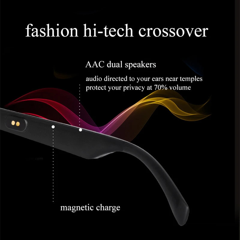 Bluetooth 5.0 smart glasses music voice sunglasses compatible with iOS and Android support prescription lens customization 241126