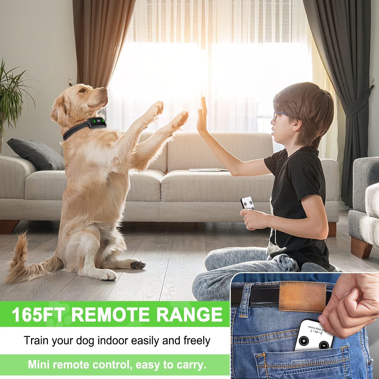 Mini Remote Large Dog Medium&Small Dogs, Anti Barking Training with 7 Adjustable Sensitivity - Safe No Bark Collar for Indoor, Garden & Courtyard Use