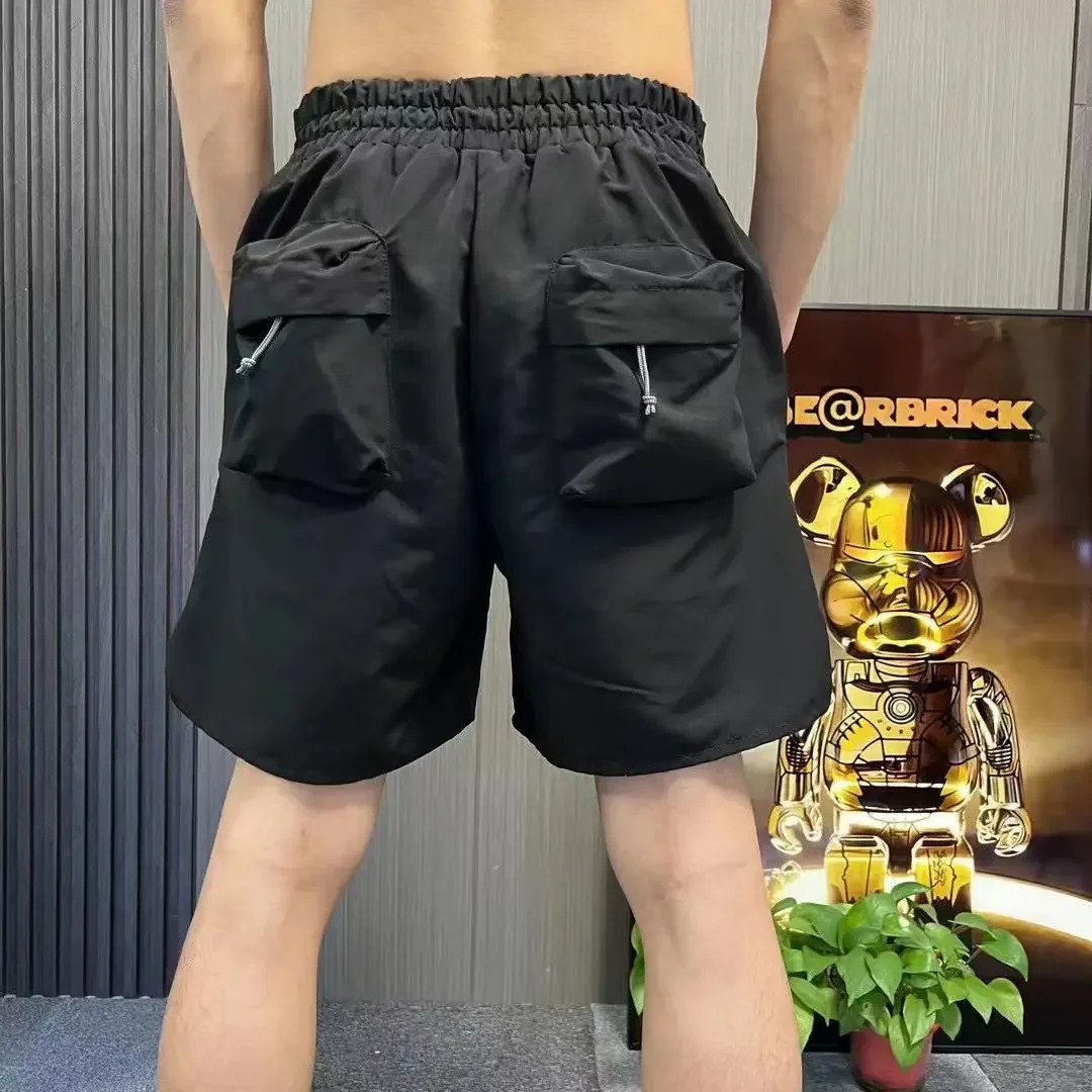 Mens shorts elastic waist black multi pocket mens cargo shorts Harajuku loose casual fashionable and comfortable Y2k 241126
