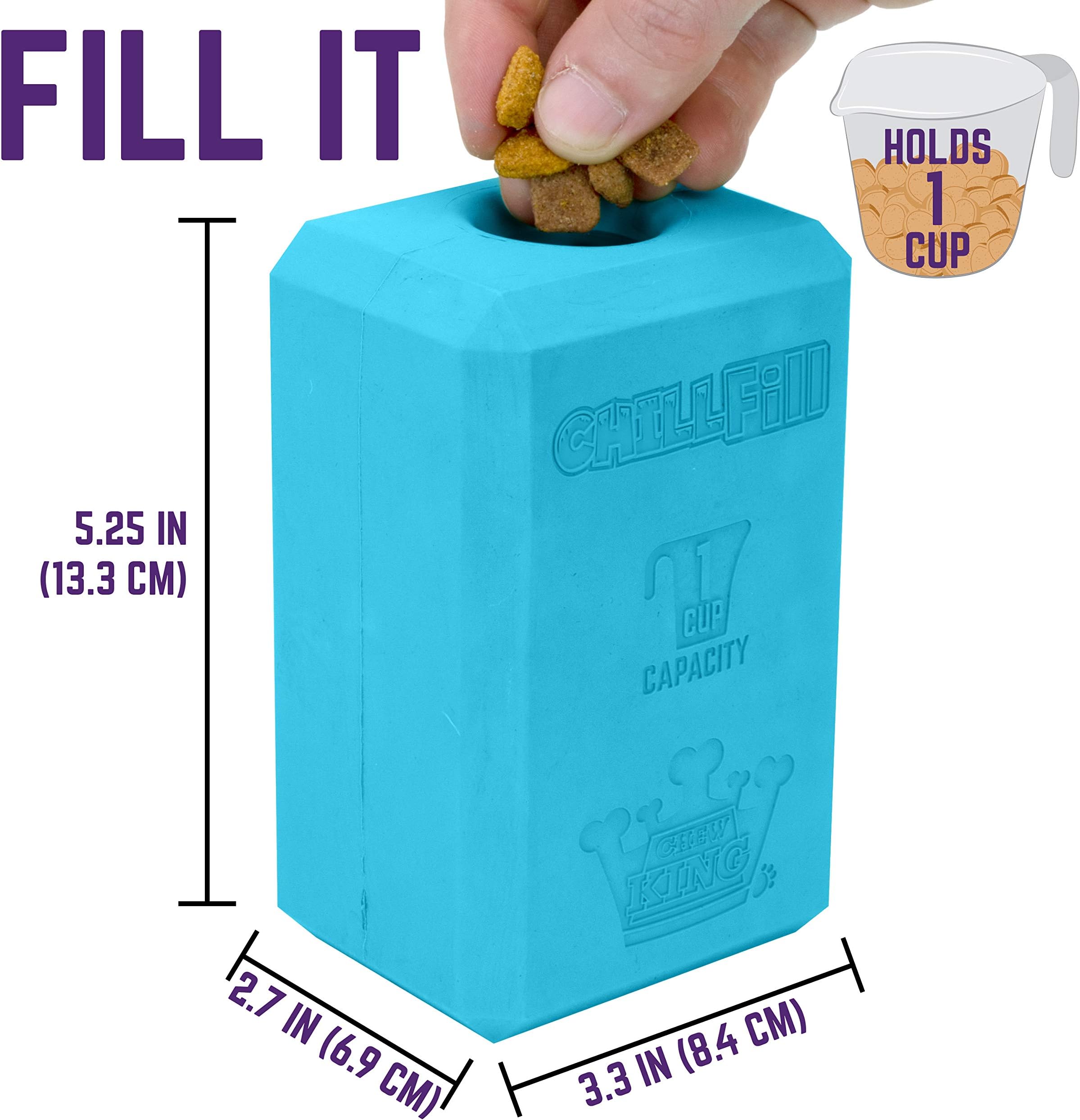 Chew King Premium Treat Dog Toy,, Extremely Durable Natural Rubber Fillable Toy Collection, Frozen Feeding,All Breed Sizes, Blue