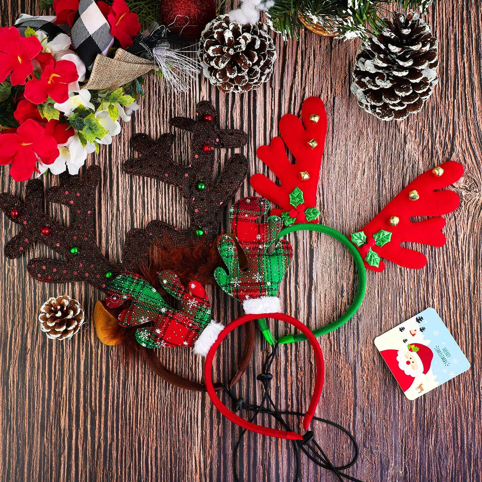 Aneco 3 Pack Christmas Reindeer Dog Headband Puppy Xmas Antlers Headwear Holiday Pet Costume Accessory