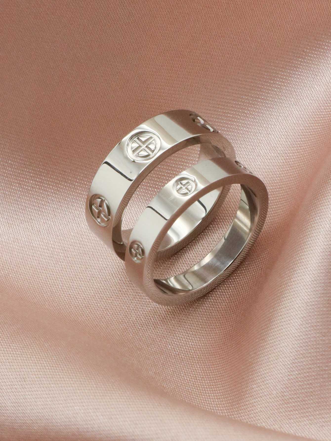 1 Piece Fashion Classic Cross Stainl Steel Rings For Women Men Gold Color Luxury Jewelry Wedding GiftXJ241127