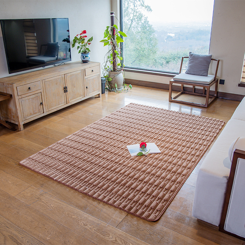 Modern Minimalist Rabbit Hair Bamboo Knot Patterned Floor Mat, Living Room Coffee Table Blanket, Easy To Maintain Home Sofa, Solid Color Rabbit Hair C