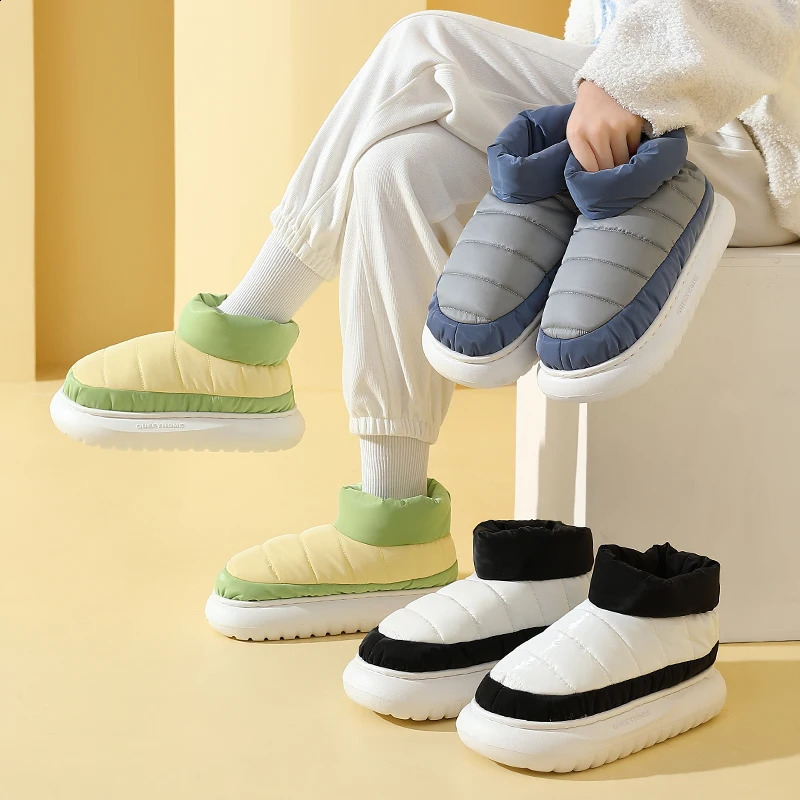 Waterproof womens boots winter ankle boots fashionable color blocking mens cotton shoes snow boots Botas Mujer241127bj