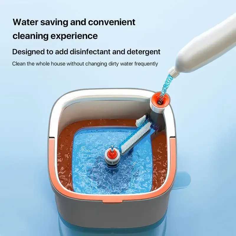 Mops BOMIDI Spin Mop and Bucket System Includes Dual Compartment Mop Bucket with Thick Washable Microfiber Pads for Home Cleaning S2411272