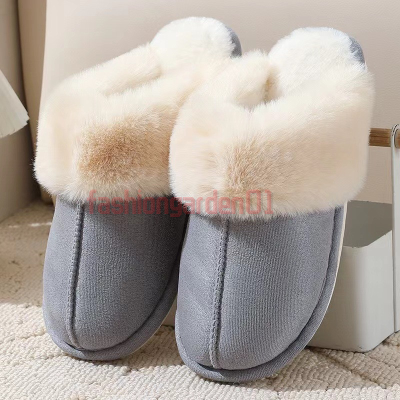 Free Shipping winter flat fur slippers men women designer shoes tan khaki beige pink Grey flats slip-on slipper comfort plush slides outdoor fashion c
