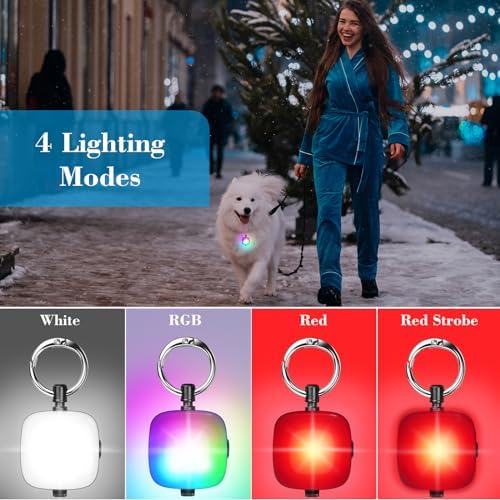JUFDS Rechargeable k LED Collar Clip on with 4 Lighting Modes Safety Red Lights Harness Leashes Light for Dog Night Walking Running Camping