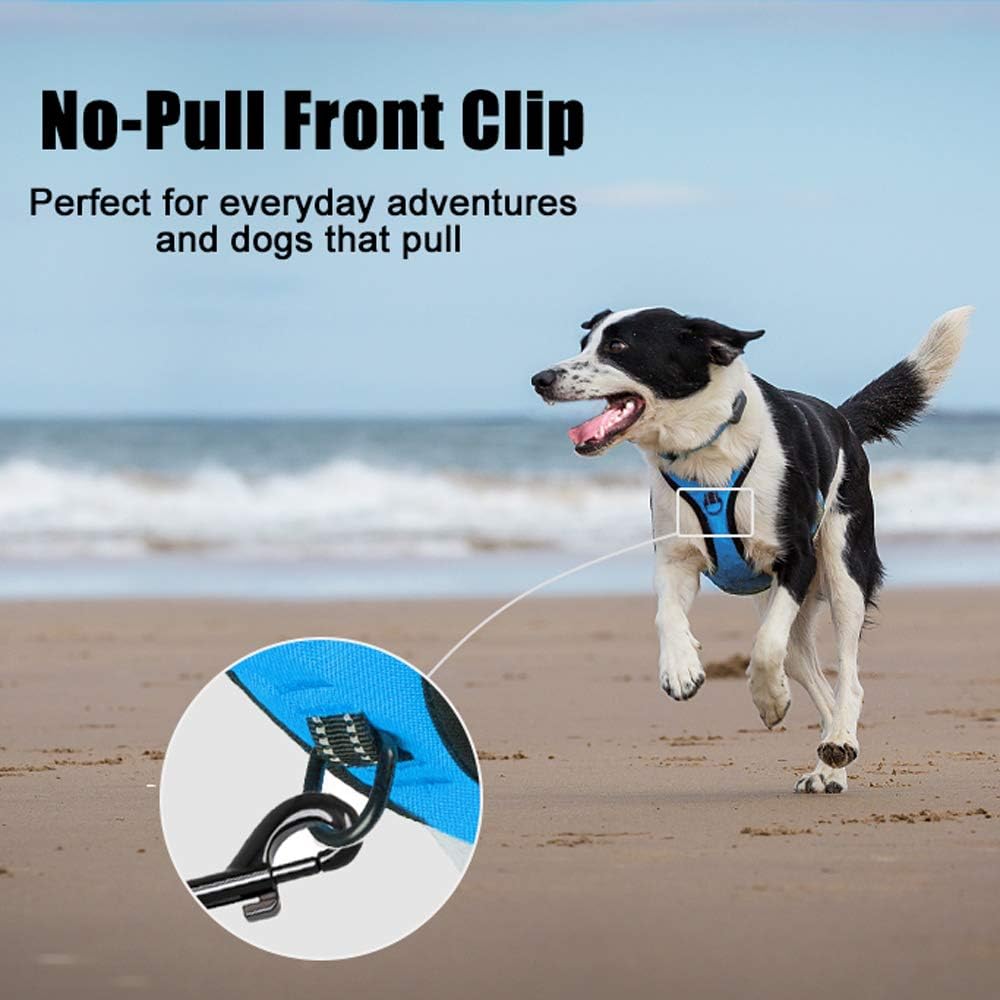 PoyPet No Pull Dog Harness, Reflective Comfortable Harness with Front & Back 2 Leash Attachments and Easy Control Handle Adjustable Soft Padded Pet Ve