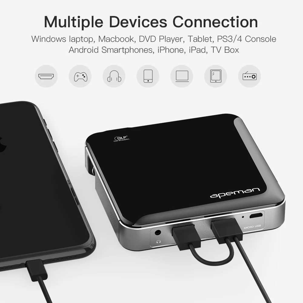 Projectors apeman M4 Mini Pocket DLP Projector 1080P H241126