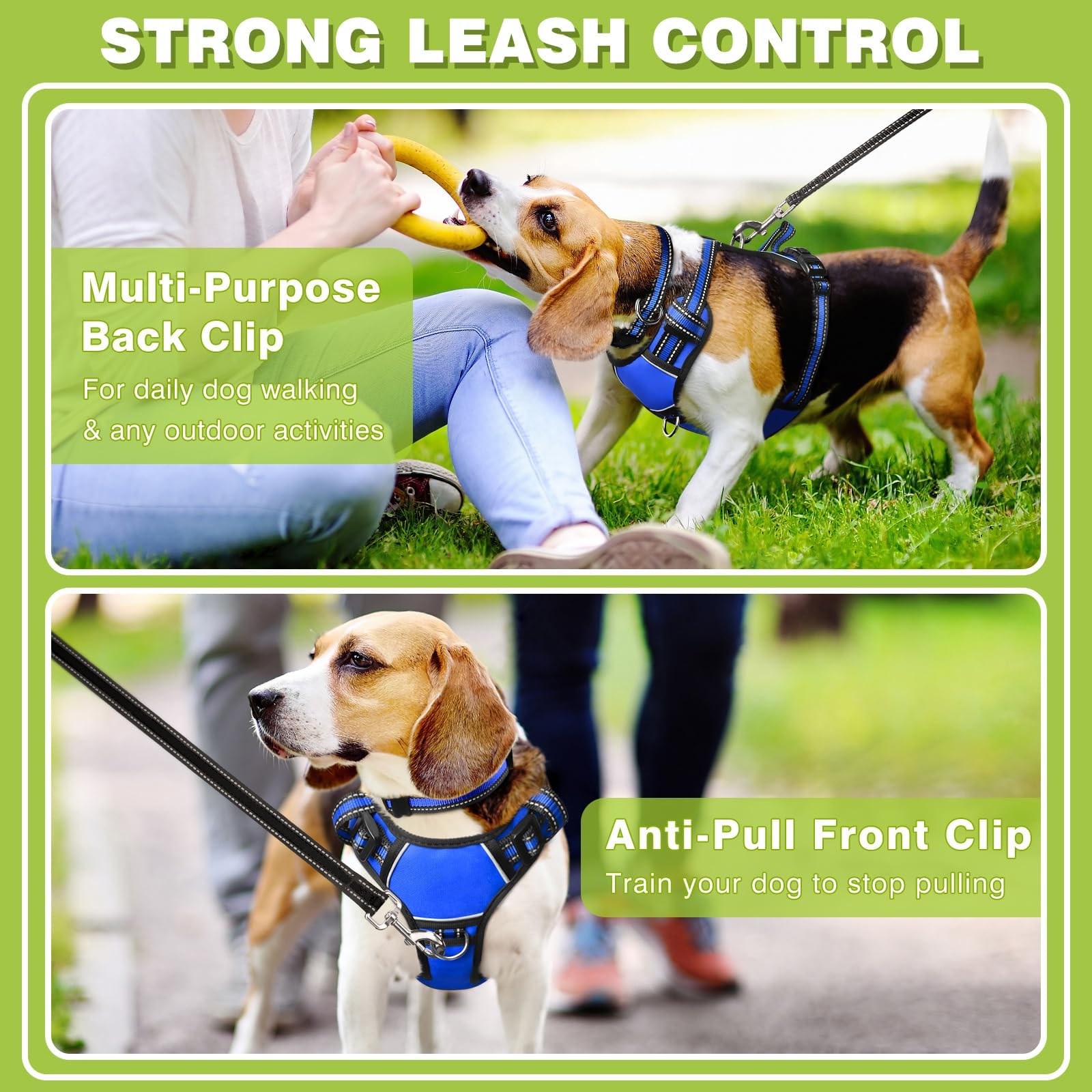 WINSEE Harness No Pull, Pet Harnesses with Dog Collar, Adjustable Reflective Oxford Outdoor Vest, Front/Back Leash Clips Small,, Large, Extra Large Do