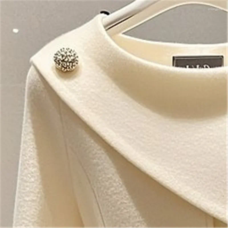 Women's Jackets High End Elegant Jacket Coat Women Autumn Winter O-neck Long Sleeve Fashion Asymmetric Design Office Lady Outwear Tops