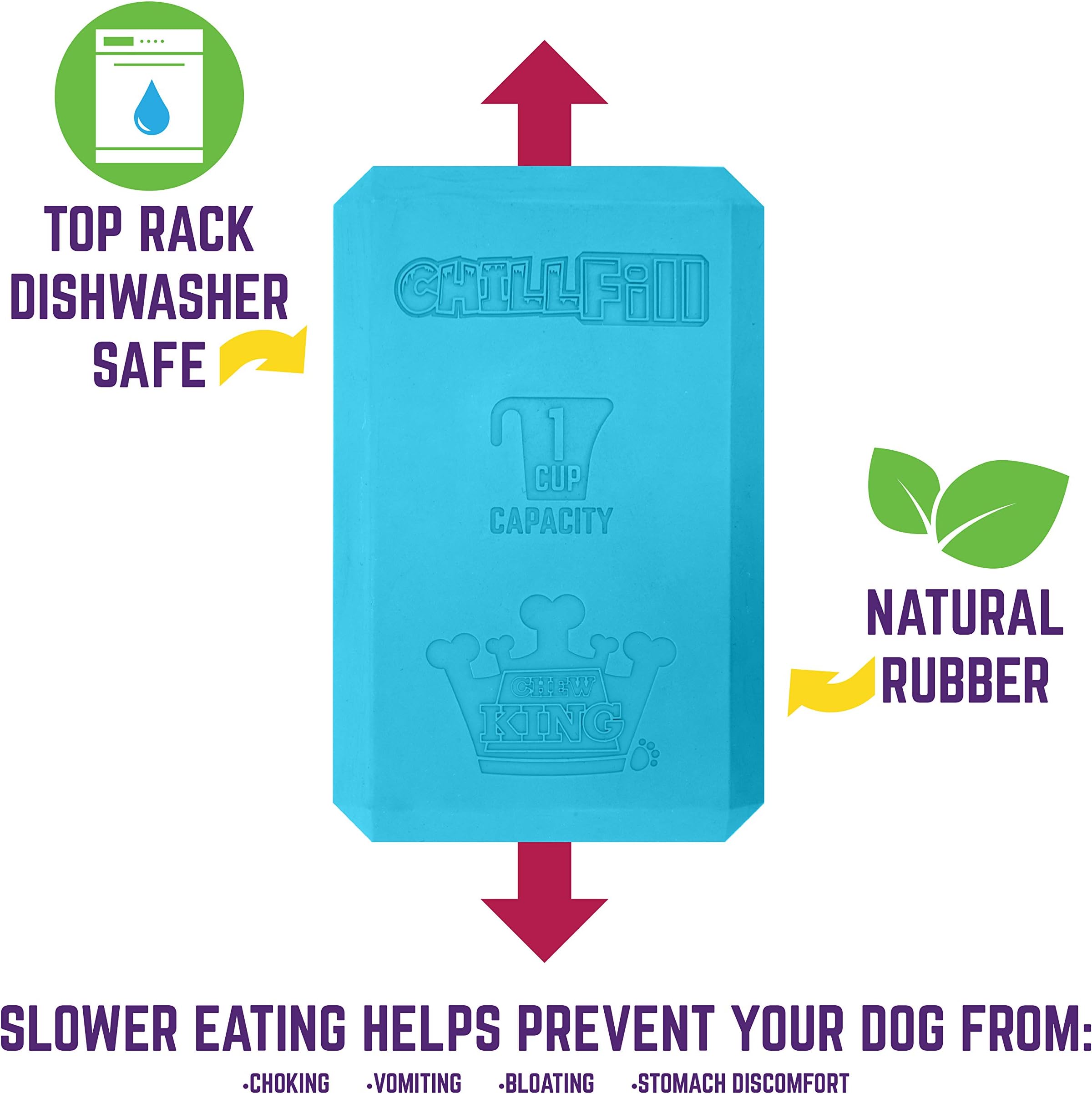 Chew King Premium Treat Dog Toy,, Extremely Durable Natural Rubber Fillable Toy Collection, Frozen Feeding,All Breed Sizes, Blue