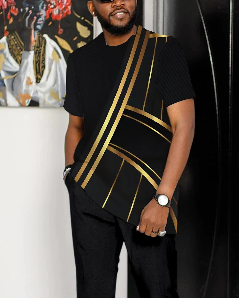 Mens Trousers Tracksuit 2 Piece Set Fashion African Ethnicity Streetwear Short Sleeve TShirt Long Pants Male Clothing Outfits 240419 - view 6
