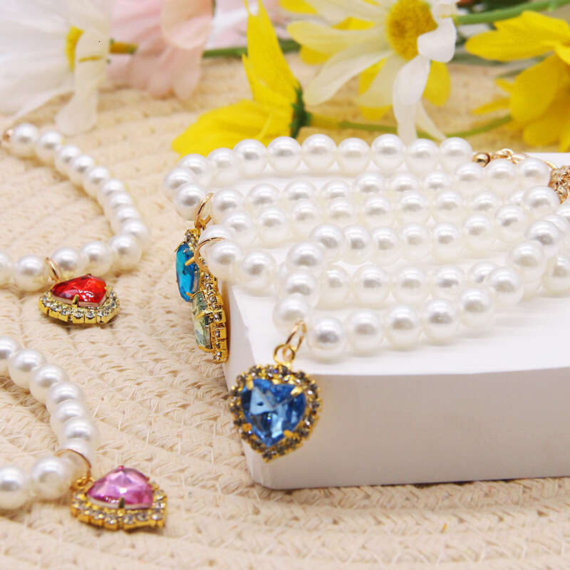 New Collar Decoration Cute Exquisite Neck Kitten Adjustable Summer Cat Necklace High Simulation Pearls Pet Supplies