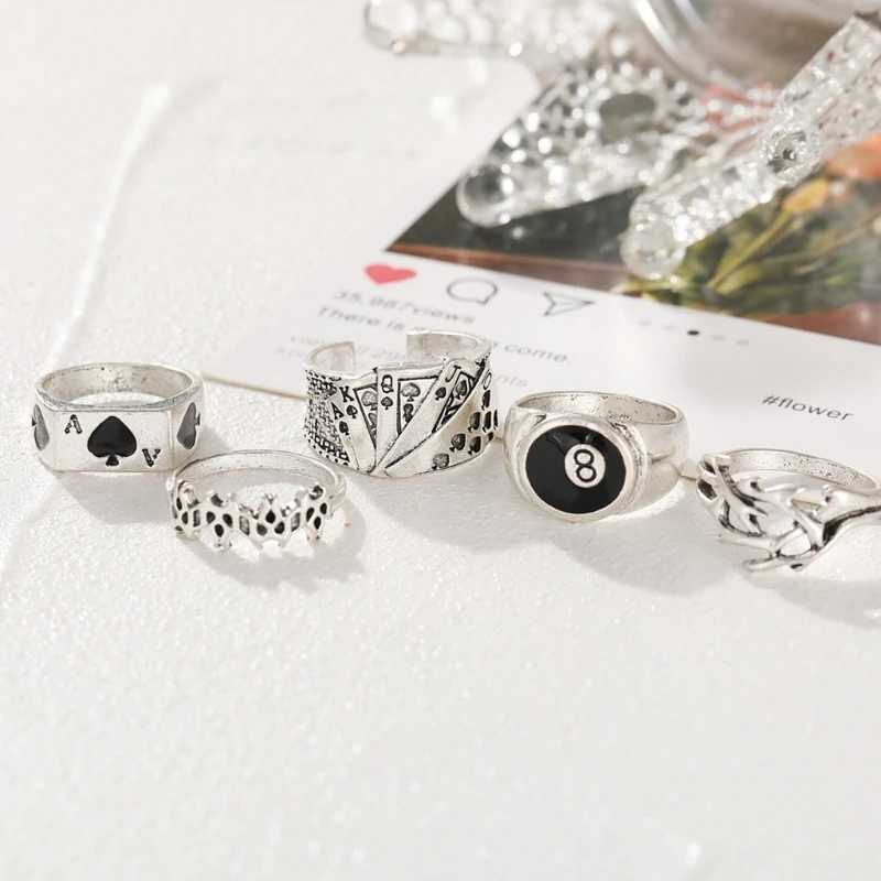 5 Pieces Unique Design Billiards Ring for Men Playing Card Engagement RingXJ241127