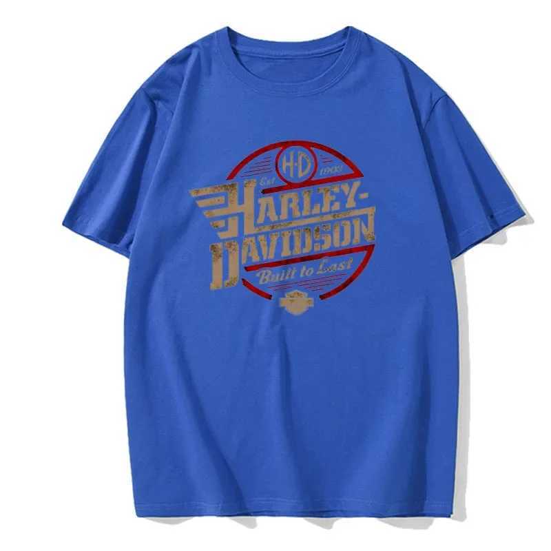 Men's T-Shirts Mens Motorcycle Harley Sports Davidson T-shirt Pure Cotton Summer Vintage Crewneck Extra Large T-shirt Mens and Womens Wear J24042