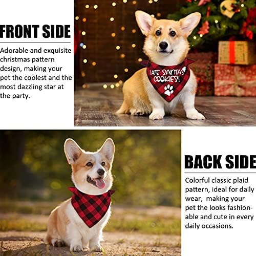 4 Pack Merry Dog Bandanas ic Triangle Fall Xmas Christmas Printing dogs Red Plaid Scarf Bibs Kerchief Gifts Set - Pet Holiday Accessories Decoration f