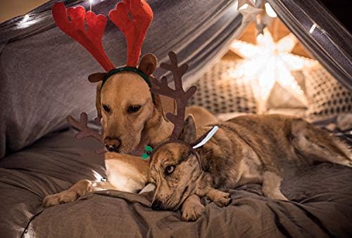 BWOGUE Dog Elk Reindeer Antlers Headbands Set Pet Christmas Costume Accessories Headwear for Medium Large Dogs