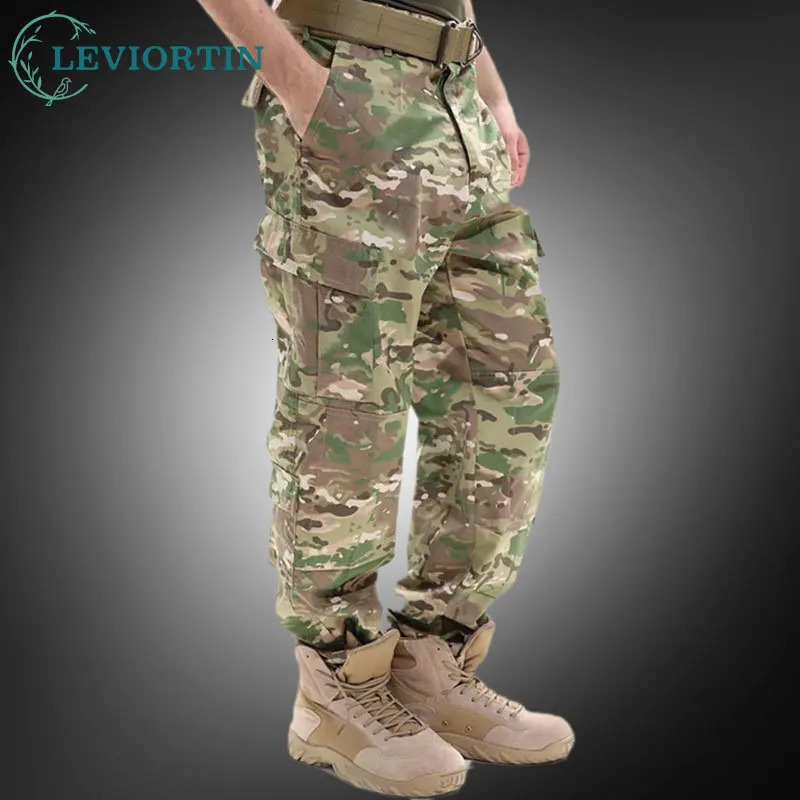 Mens Camouflage Tactical Pants MultiPockets Digital Camo SWAT Cargo Male Autumn Army Long Trousers 241126