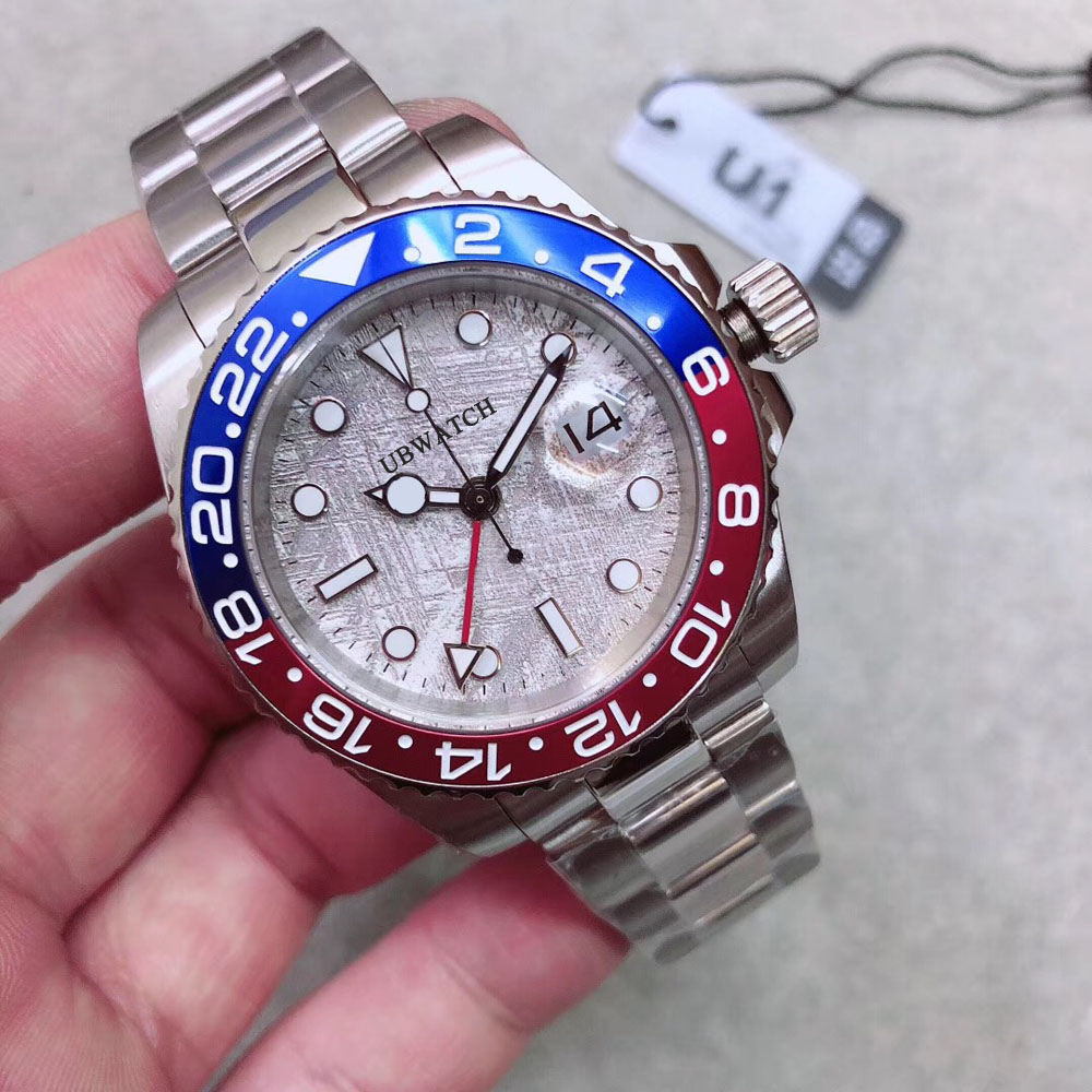 Super U1 ST9 Steel rp3285 Meteorite Dial Automatic Mechanical Watch Pepsi Strap Red Blue Meteorite Dial Bezel Big Date Sapphire Glass 40MM Men Watches Wristwatches