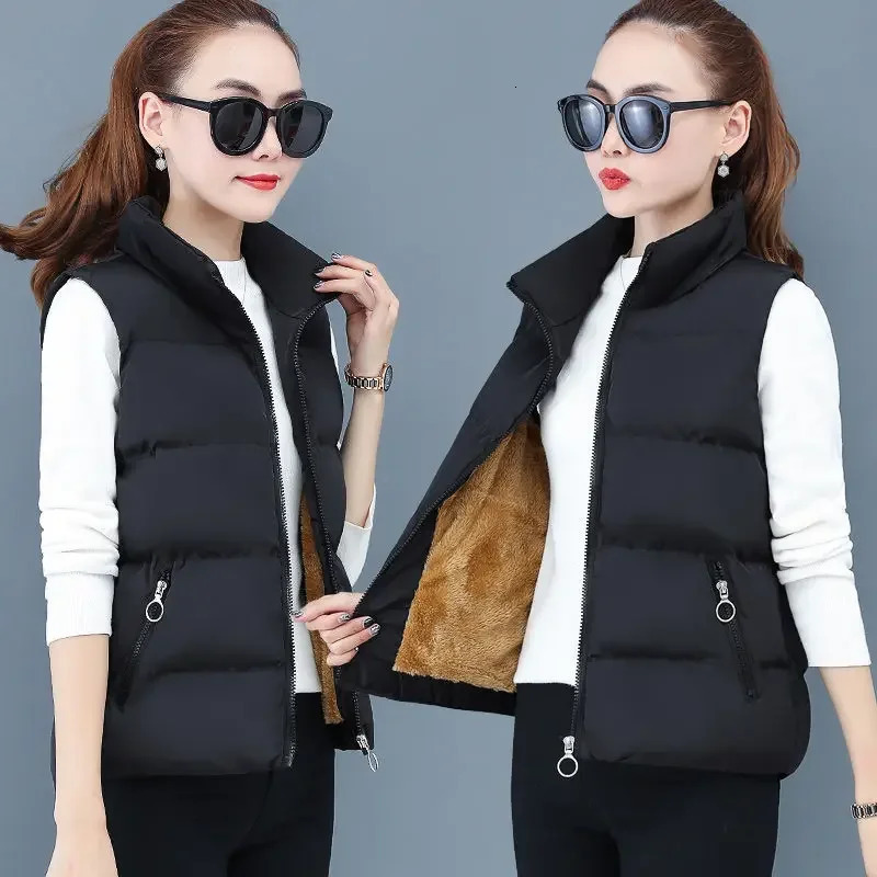Womens jacket vest cotton vest womens winter loose sleeveless jacket Chaleco Mujer 241126