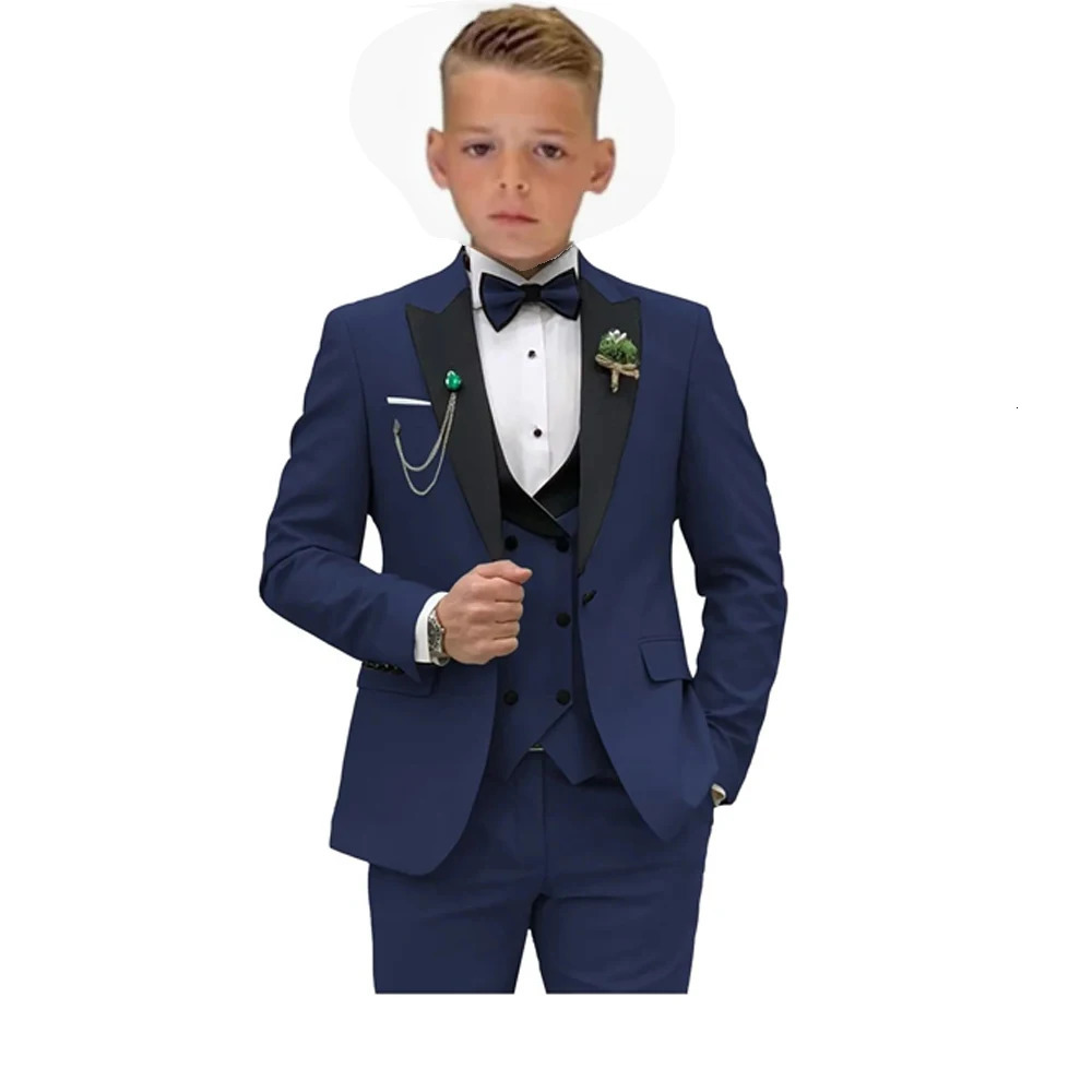 Formal Boys 3-Piece Slim Fit Classy Kids Suit Set JacketVestPants Khaki Tuxedo Bearer Toddler Dress wear Wedding Ring 241126