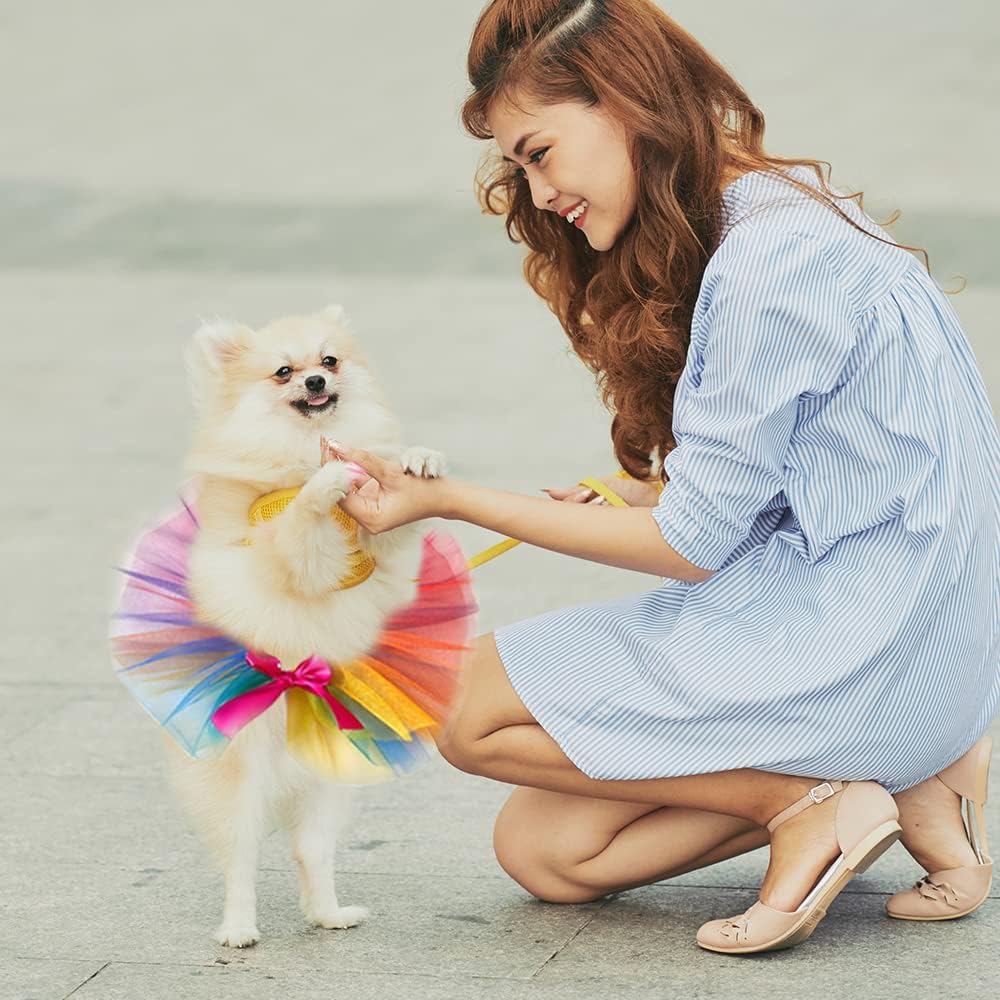 Rainbow Adjustable Pet Scarf Collars, Colorful Tutu Accessories for Small Cats Dogs Pets Gay Pride Month Party Daily Clothes Costume Supplies (S