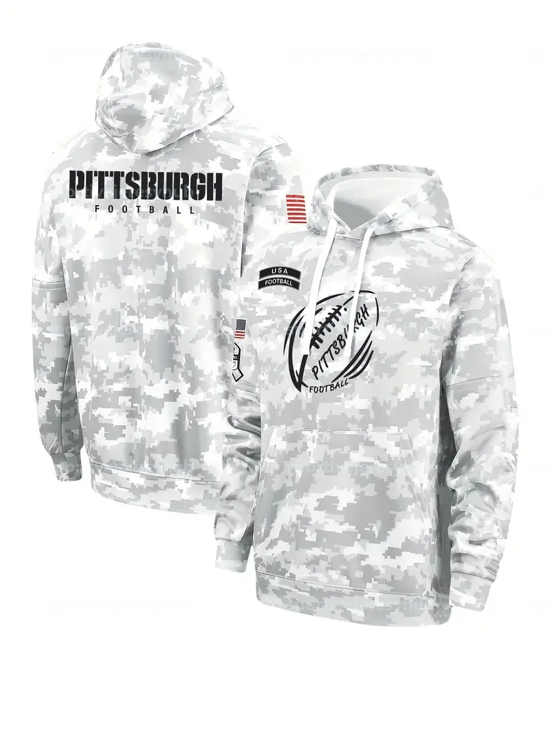 2024 Camo Salute To Service Pullover Football Hoodie Jerseys Grey&Brown&Green Custom Any Name Number Sweatshirts S-3XL