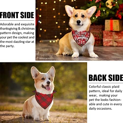 4 Pack Halloween Thanksgivng Christmas Bandanas - ic Fall Plaid Xmas Bandana Triangle Scarf Bibs Kerchief Gift Set Pet Holiday Accessories Decoration 