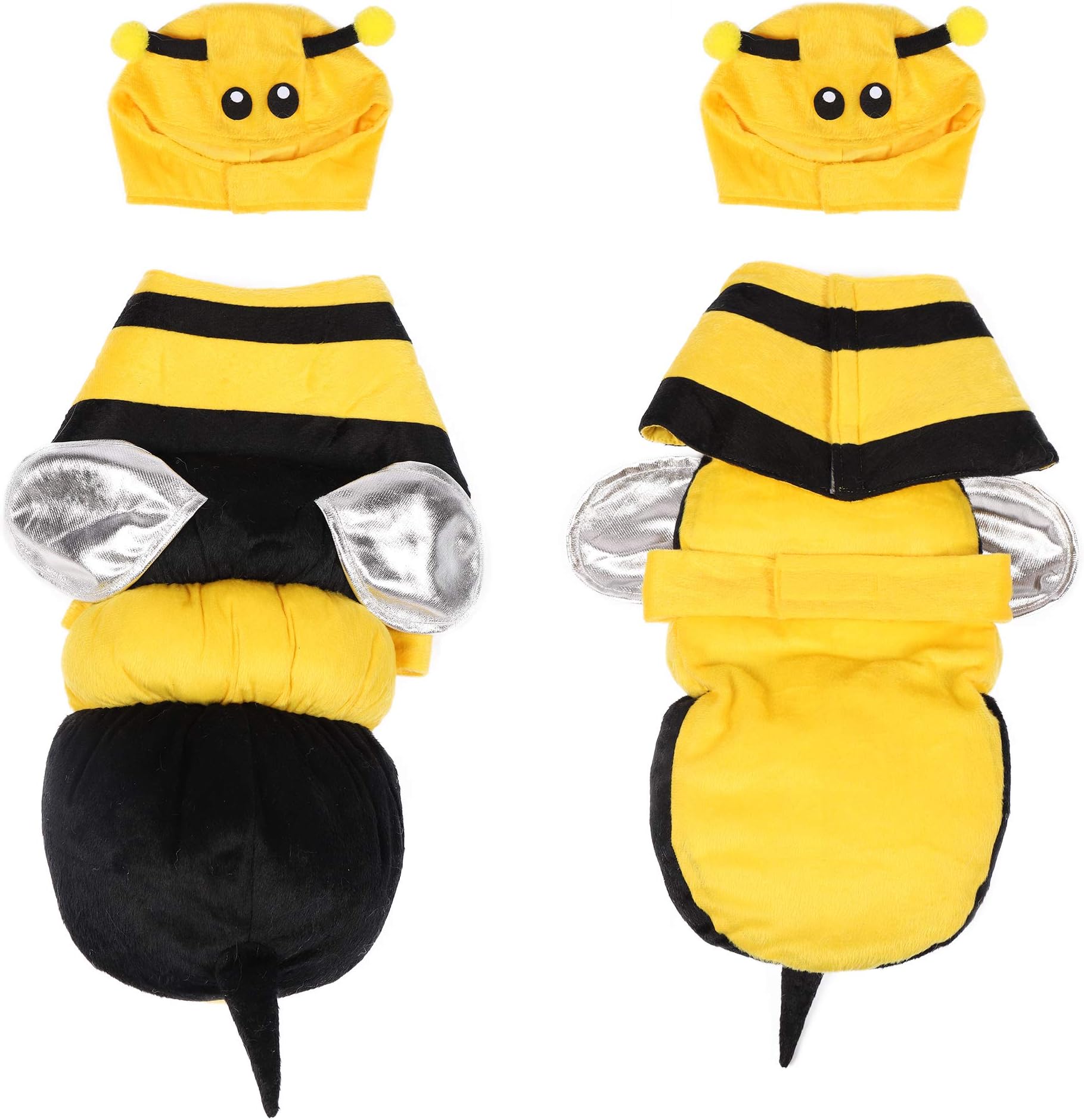 Spooktacular Creations Pet Dog Costume with 3D Bee Hat, Sier Wings for Halloween Dress-up Party, Role Play, Carnival Cosplay, Holiday Decorations Clot