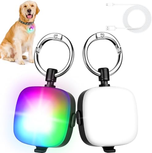 JUFDS Rechargeable k LED Collar Clip on with 4 Lighting Modes Safety Red Lights Harness Leashes Light for Dog Night Walking Running Camping