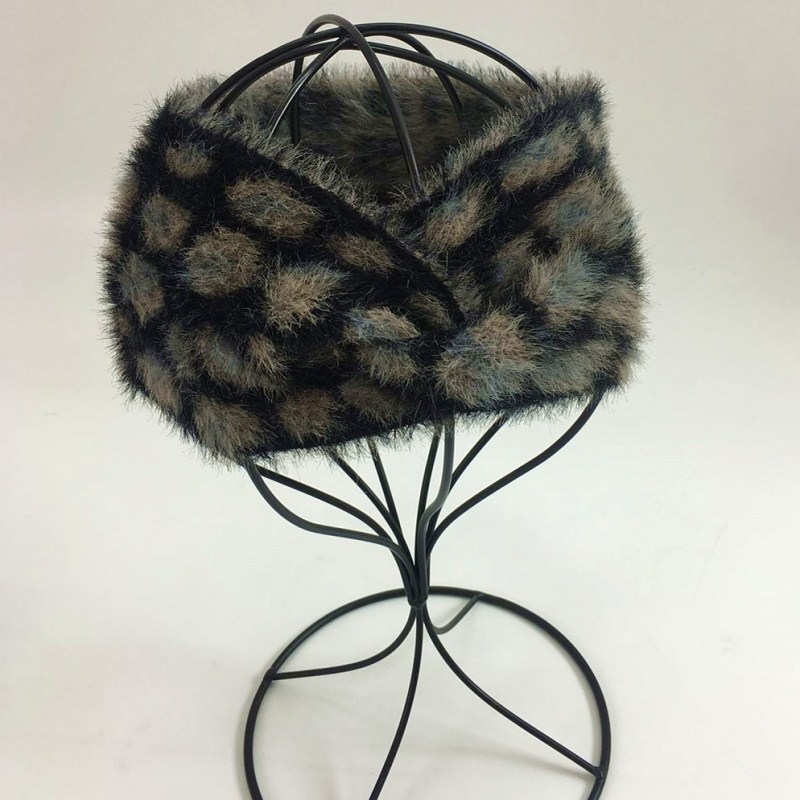 European and American leopard print thick knitted headband plush ear protection headband face wash women's hair accessories warm autumn and winte