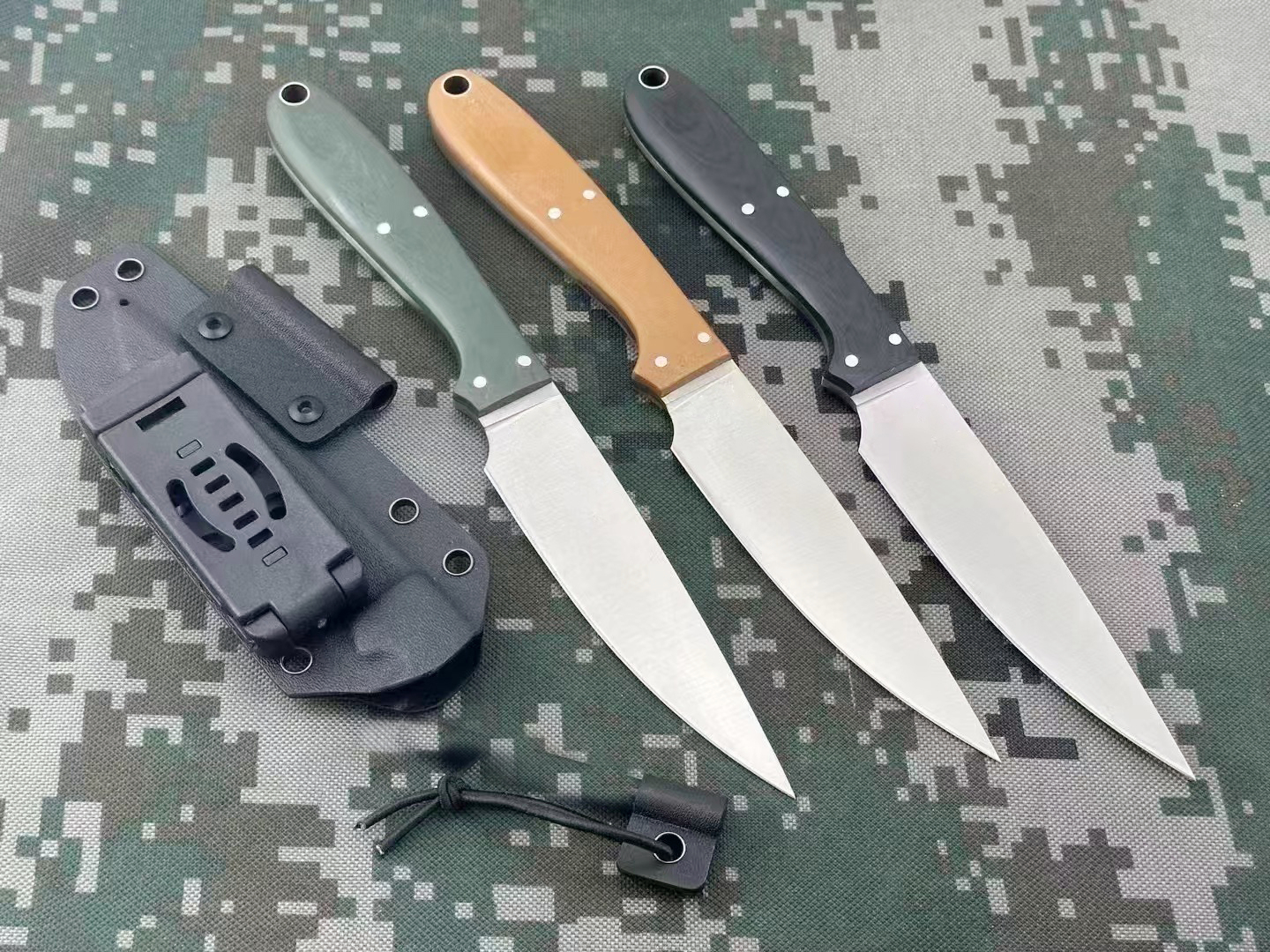 High Quality Survival Straight Knife S90V Satin Blade Full Tang G10 Handle Outdoor Camping Hiking Fishing Fixed Blade knife Knives with Kydex